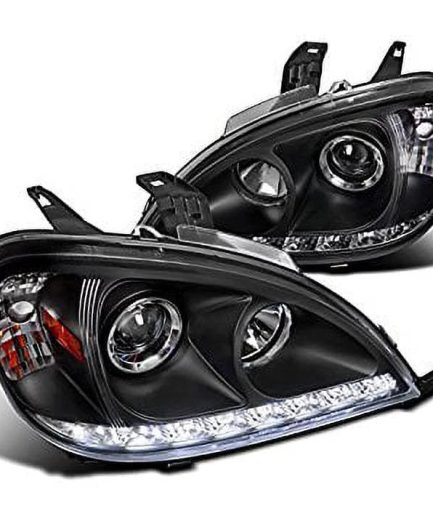 Spec-D Tuning 2LHP-BW16302JM-TM Benz W163 ML320 ML350 ML55 AMG Black SMD LED DRL Projector Headlights