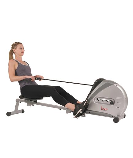 Sunny Health & Fitness Elastic Cord Rowing Machine Rower with LCD Monitor for Full Body Gym Workouts at Home Exercise, SF-RW5606