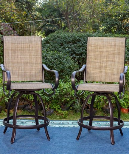 Sophia & William 2 Piece Outdoor Swivel Bar Height Stools Patio Textilene Chairs