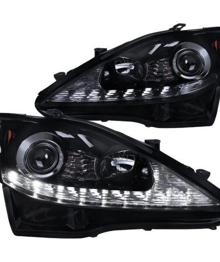 Spec-D Tuning Glossy Black Smoke Projector Headlights Sequential LED for 2006-2009 IS250 Head Light Assembly Left + Right Pair