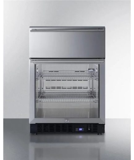 24 in. Wide Built-In Commercial Beverage Refrigerator with Top Drawer, Stainless Steel