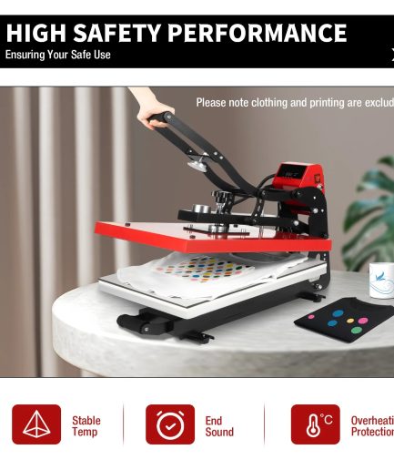 16" x 20" Clamshell Semi-Auto Open Heat Press Machine with Slide Out Function Heavy