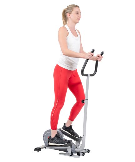 Sunny Health & Fitness Compact Magnetic Standing Elliptical Machine w/ Handlebars - Portable Workout Stepper for Home, SF-E3988