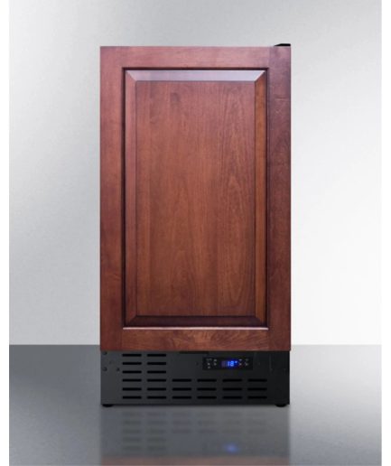 18" wide frost-free freezer in black for built-in or freestanding use, with integrated door frame for overlay panels