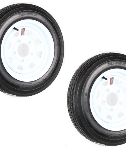 2-Pk Trailer Tire On Rim 480-12 4.80-12 4.80x12 in. LRC 5 Hole White Spoke Wheel