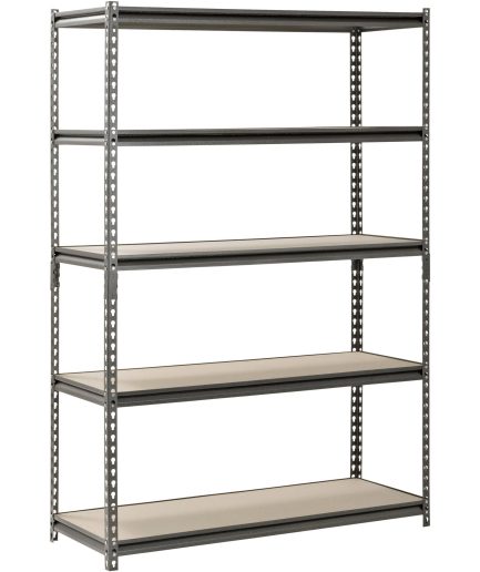 Muscle Rack 48"W x 18"D x 72"H 5-Shelf Steel Freestanding Shelves, Silver