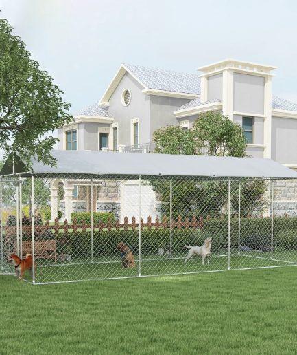 PawHut 19.7' x 7.5' x 7.5' Outdoor Dog Kennel W/ Waterproof Roof