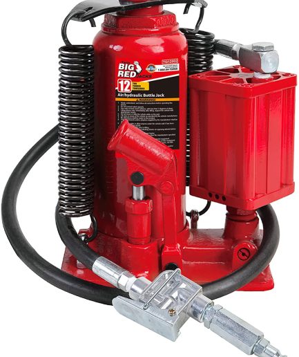 BIG RED 12 Ton Pneumatic Air Hydraulic Bottle Jack with Manual Hand Pump, Red, W9126R