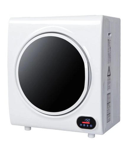 Compact Portable Household Clothes Dryer with LED Display, 2.6CUFT Drum Dryer - White, 110V 4KG Capacity, Energy Efficient Home Appliance