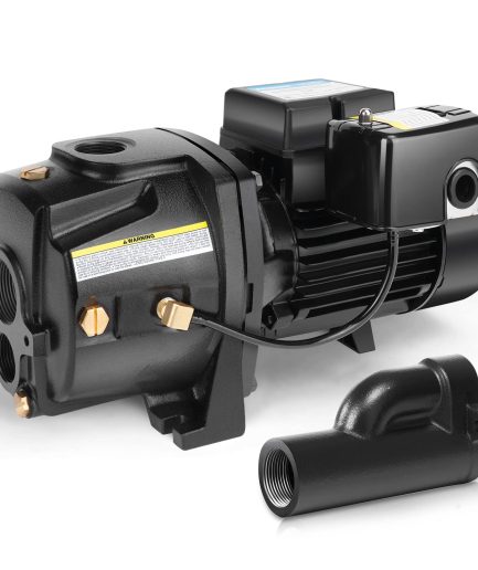 Acquaer 1HP Shallow/Deep Well Jet Pump, Cast Iron Convertible Pump with Ejector Kit, Well Depth Up to 25ft or 90ft, 115V/230V Dual Voltage, Automatic Pressure Switch