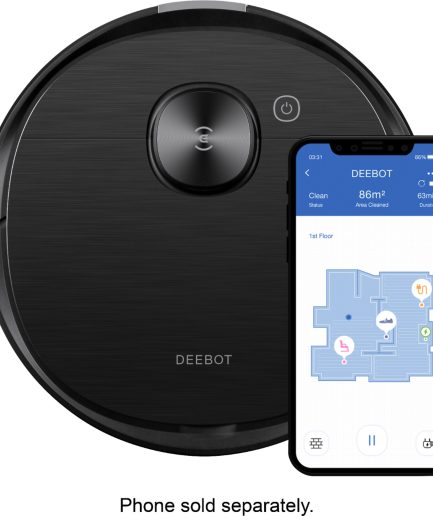 ECOVACS Robotics - DEEBOT T8 AIVI Vacuum & Mop Robot with Advanced Laser Mapping and AI Object Recognition & Avoidance - Black
