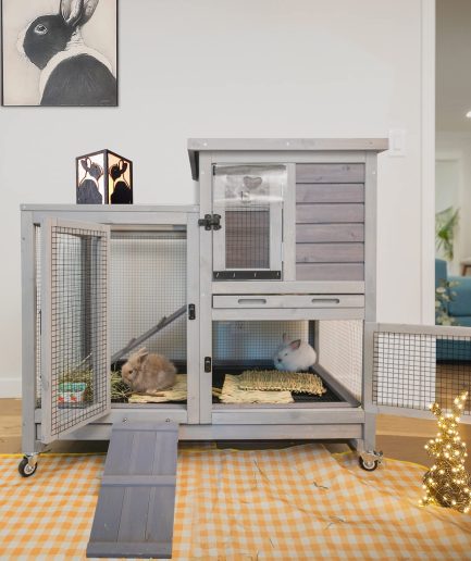 Aivituvin Rabbit Hutch / House Large Bunny Cage, Indoor Outdoor (Style1)