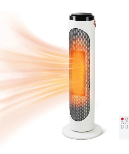 Space Heaters with 1500W PTC Oscillating Ceramic Heaters and Remote, 24h Timer for Office Room Indoor Use