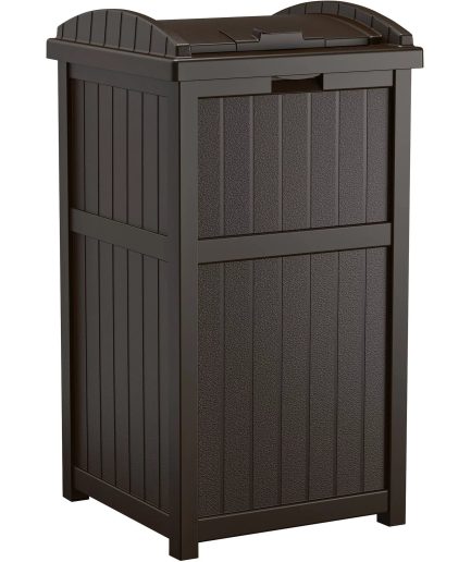 Suncast GH1732J Trashcan Hideaway Outdoor Garbage Waste Bin， Java， 33 Gallon