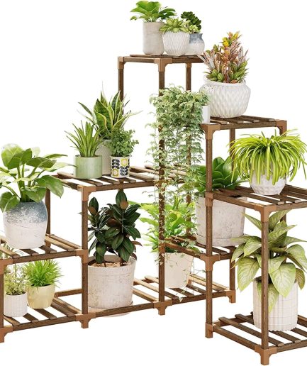 Corner Plant Stand Indoor Wood Outdoor Plant Shelf for Multiple Plants Ladder Plant Holder Table Plant Pot Stand for Window Garden Balcony Living Room